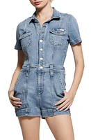 GUESS Lara Denim Romper in Blue at Nordstrom, Size Small