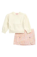 bcbg Kids' Sweater & Skirt Set Ivory Multi at Nordstrom,