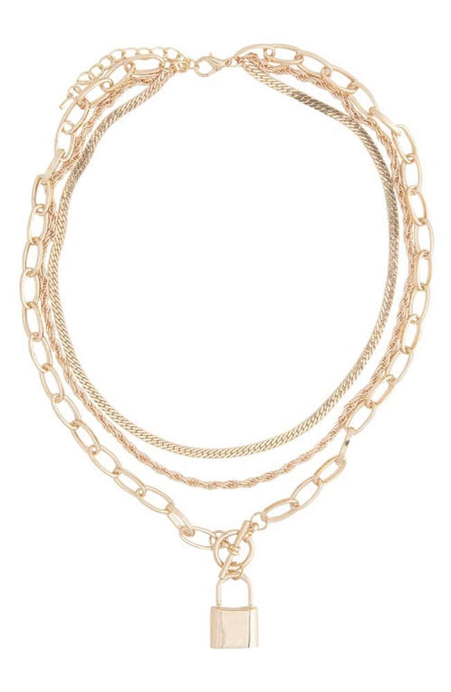 Petit Moments Stronger Layered Lock Pendant Necklace in Gold at Nordstrom