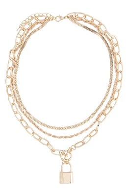 Petit Moments Stronger Layered Lock Pendant Necklace in Gold at Nordstrom