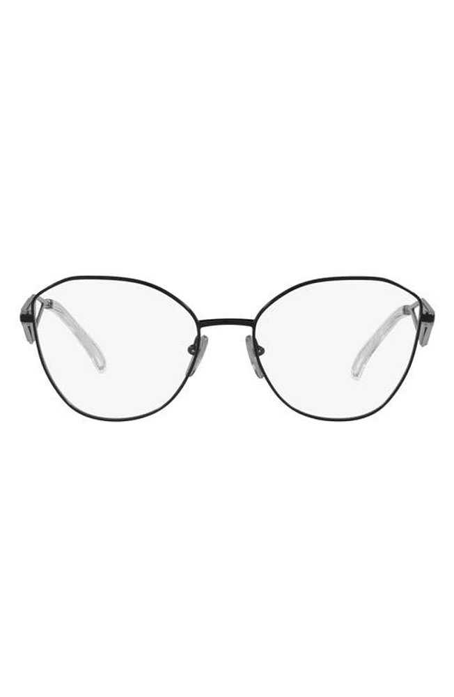 Prada 54mm Round Optical Glasses in Black at Nordstrom