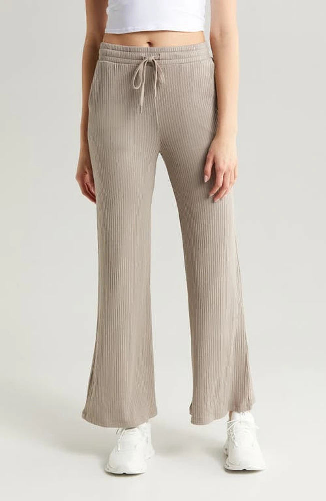 Beyond Yoga Well Traveled Rib Wide Leg Drawstring Pants Birch at Nordstrom,