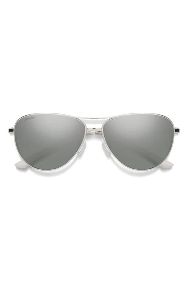 Smith Langley 60mm ChromaPop Polarized Aviator Sunglasses in Silver /Platinum Mirror at Nordstrom