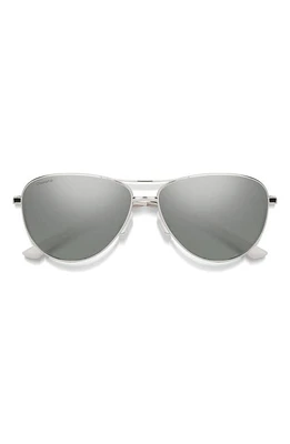 Smith Langley 60mm ChromaPop Polarized Aviator Sunglasses in Silver /Platinum Mirror at Nordstrom