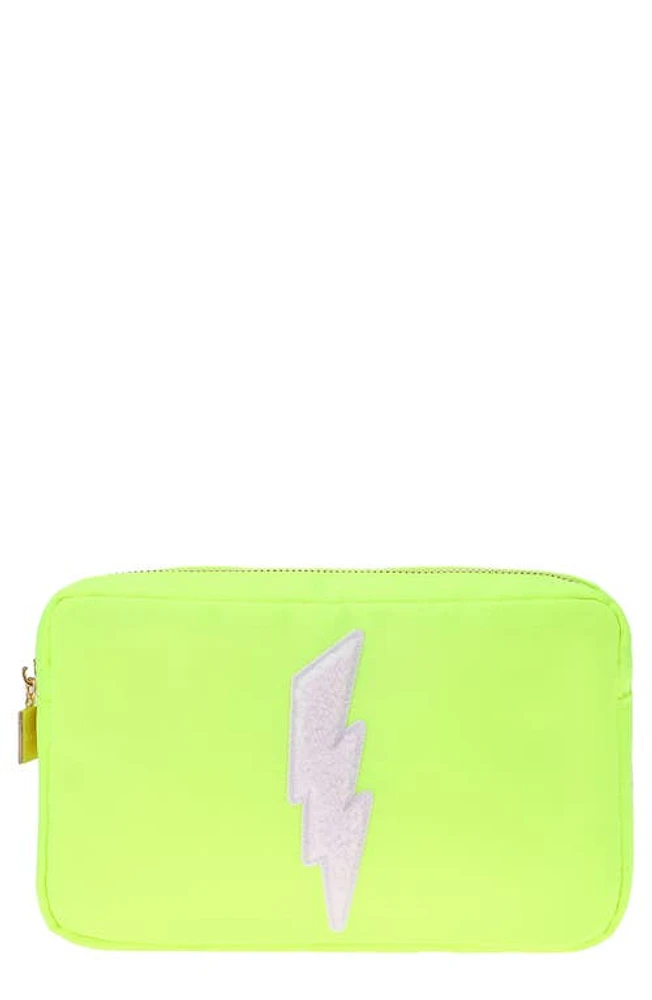 Bloc Bags Medium Lightning Bolt Cosmetics Bag in Neon Yellow at Nordstrom