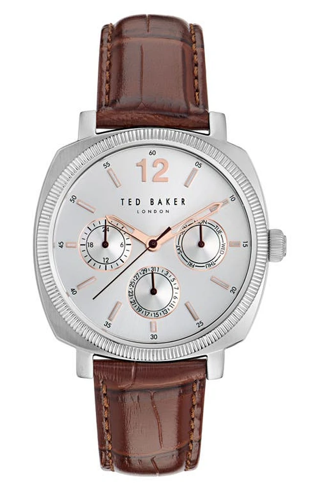 Ted Baker London Harryl Chronograph Leather Strap Watch, 42mm in Brown at Nordstrom