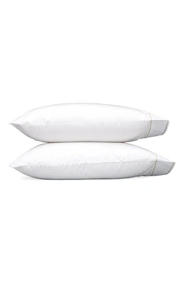 Matouk Set of 2 Ansonia 500 Thread Count Cotton Percale Pillowcases in White/Almond at Nordstrom