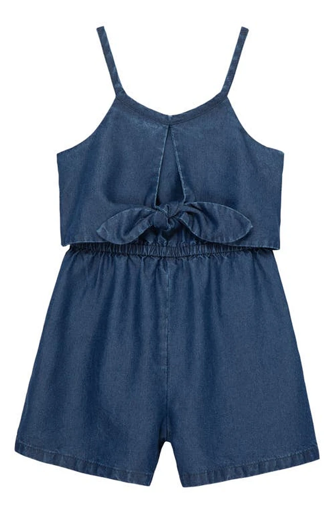 Habitual Kids Kids' Tie Front Denim Romper Indigo at Nordstrom,