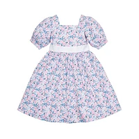 Hope & Henry Girls' Short Sleeve Puff Party Dress, Kids English Floral at Nordstrom,