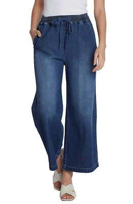 Wash Lab Denim Drawstring Ankle Wide Leg Jeans Blue at Nordstrom,