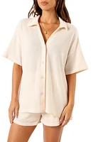 Petal & Pup Bobby Knit Button-Up Shirt & Shorts Set in Light Beige at Nordstrom, Size Small