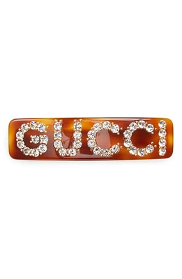 Gucci Crystal Hair Barrette in Crystal/Brown at Nordstrom