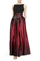 SLNY Ombrè Satin Woven Gown Fig at Nordstrom,