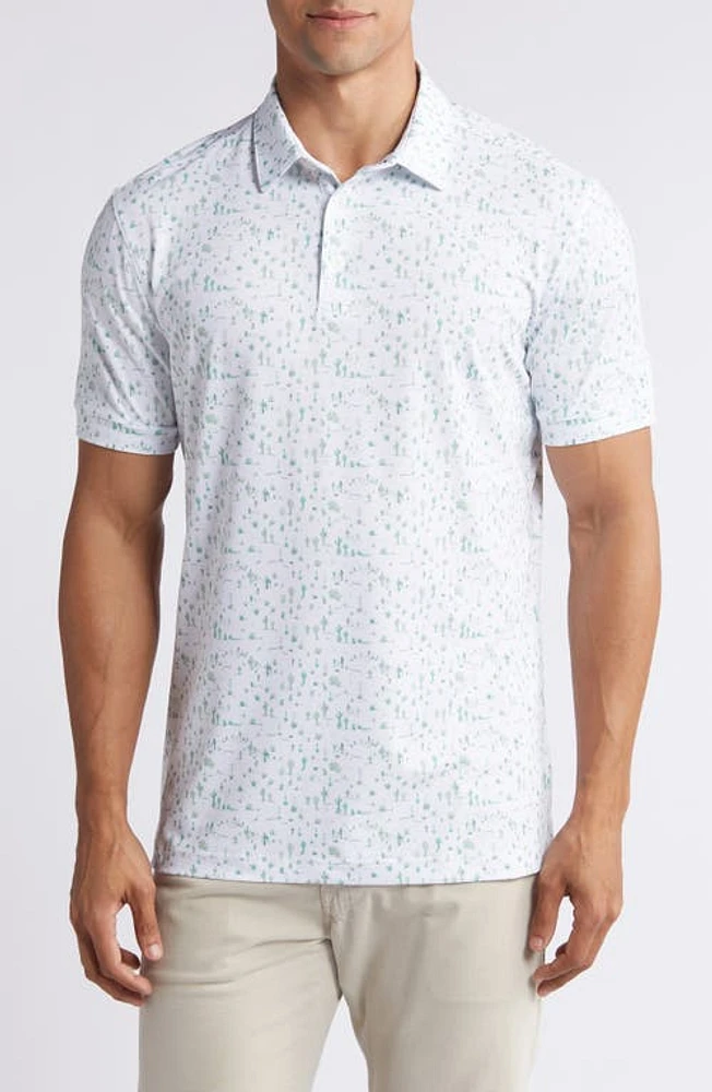 Mizzen+Main Halyard Trim Fit Print Performance Polo White Lone Cacti at Nordstrom,