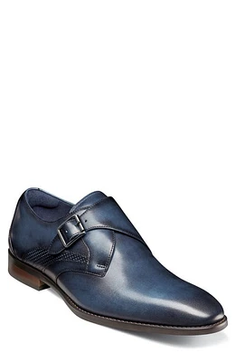 Stacy Adams Karcher Plain Toe Monk Strap Shoe Navy at Nordstrom,