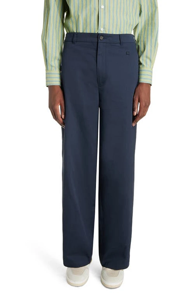 Acne Studios Flat Front Twill Dress Pants Midnight Blue at Nordstrom,