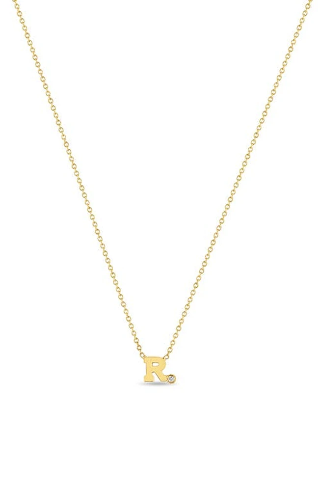 Zoë Chicco Diamond Initial Pendant Necklace in Yellow Gold-R at Nordstrom, Size 16