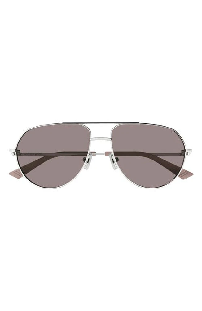 Bottega Veneta 57mm Pilot Sunglasses in Silver at Nordstrom