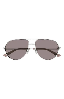 Bottega Veneta 57mm Pilot Sunglasses in Silver at Nordstrom