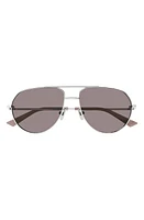 Bottega Veneta 57mm Pilot Sunglasses in Silver at Nordstrom