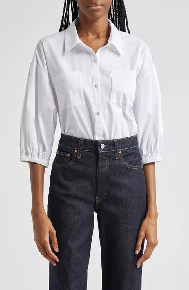 Cinq à Sept Alejandra Cotton Blend Button-Up Shirt White at Nordstrom,