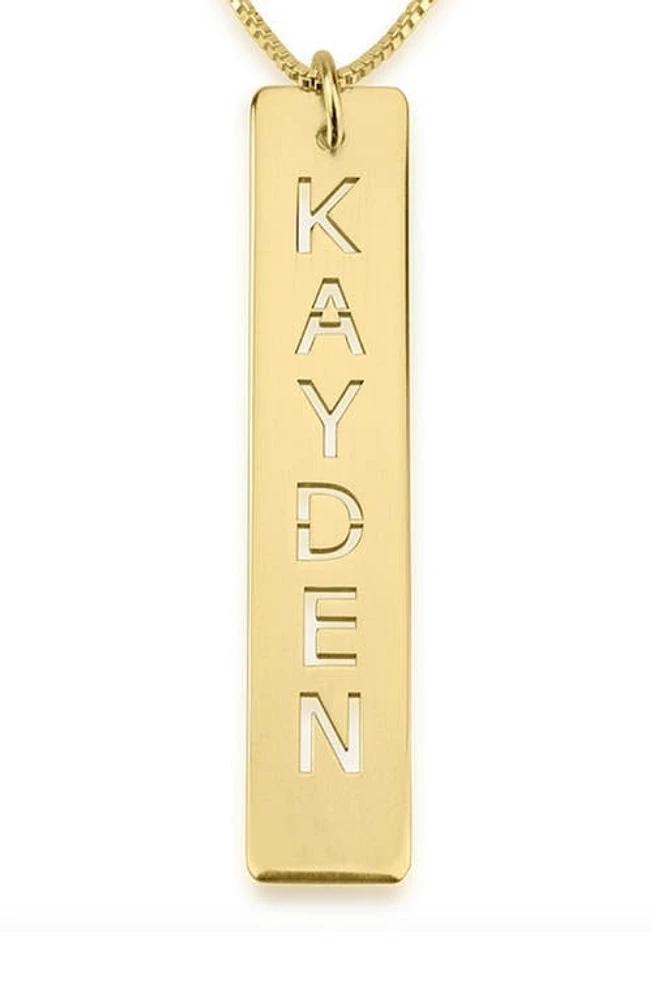 MELANIE MARIE Personalized Bar Pendant Necklace in Gold Plated at Nordstrom