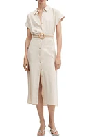 MANGO Belted Shirtdress in Ecru at Nordstrom, Size 4