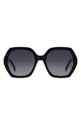 Carolina Herrera 55mm Gradient Square Sunglasses in Black White/Grey Shaded at Nordstrom