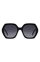 Carolina Herrera 55mm Gradient Square Sunglasses in Black White/Grey Shaded at Nordstrom