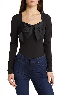 NIKKI LUND Dolly Tie Neck Bodysuit Black at Nordstrom,