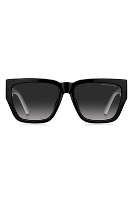 Marc Jacobs 57mm Gradient Square Sunglasses in Black White/Grey Shaded at Nordstrom