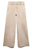 MANGO High Waist Wide Leg Culotte Jeans Sand at Nordstrom,