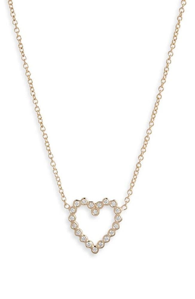 Zoë Chicco 14K Gold Diamond Heart Pendant Necklace in 14K Yellow Gold at Nordstrom, Size 18