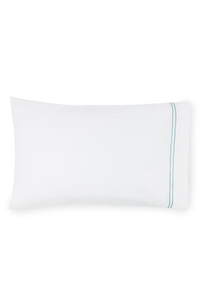 SFERRA Grande Hotel Pillowcase in White/Aqua at Nordstrom, Size King