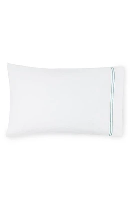 SFERRA Grande Hotel Pillowcase in White/Aqua at Nordstrom, Size King