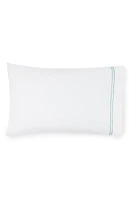 SFERRA Grande Hotel Pillowcase in White/Aqua at Nordstrom, Size King