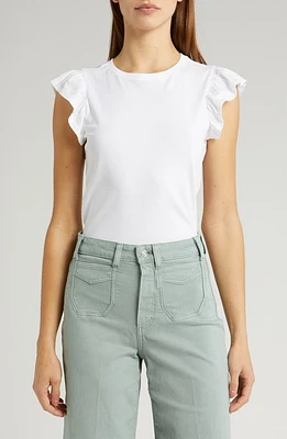 PAIGE Erissa Ruffle Sleeve T-Shirt White at Nordstrom,