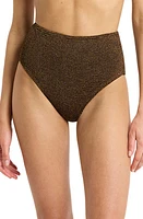 bond-eye Palmer High Waist Bikini Bottoms in Cocoa Lurex at Nordstrom