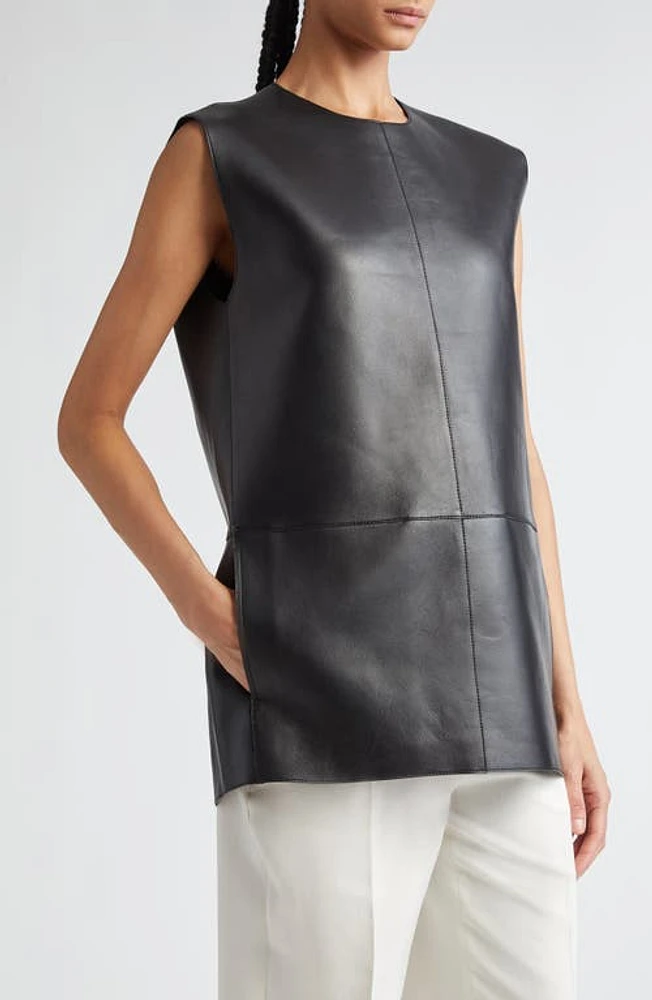 TOTEME Paneled Longline Leather Shell Black at Nordstrom, Us