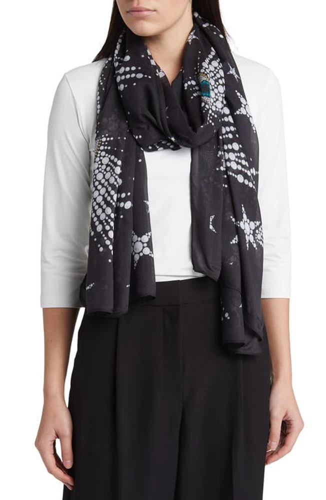 Kurt Geiger London Shooting Stars & Evil Eyes Print Scarf in Black at Nordstrom