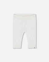 Deux Par Deux Baby Girl's Rib Capri Legging With Frill Off White at Nordstrom