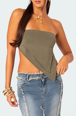 EDIKTED Patterson Layered Triangle Strapless Top Olive at Nordstrom,