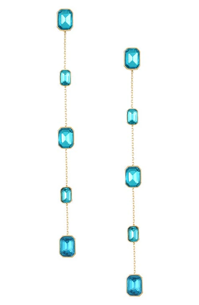 Ettika Baguette Crystal Linear Drop Earrings in Aqua at Nordstrom