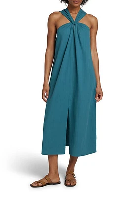 Faherty Bay Twist Seersucker Halter Dress Colonial Blue at Nordstrom,