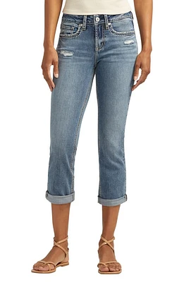 Silver Jeans Co. Suki Curvy Fit Ripped Mid Rise Capri Indigo at Nordstrom,