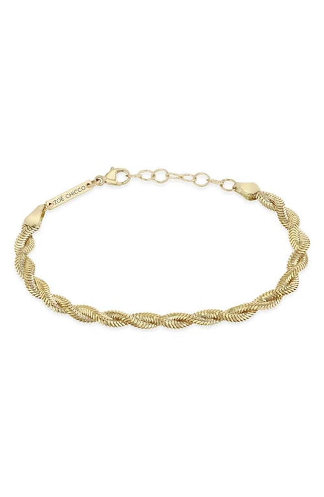 Zoë Chicco Twisted Snake Chain Bracelet in Yellow Gold at Nordstrom, Size 7