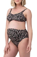 Ripe Maternity Sahara High Waist Two-Piece Maternity Swimsuit in Black at Nordstrom