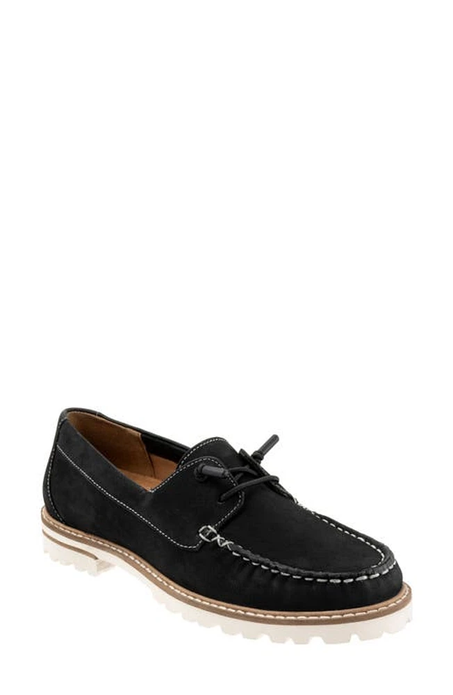 Trotters Farah Boat Shoe Black Nubuck at Nordstrom,