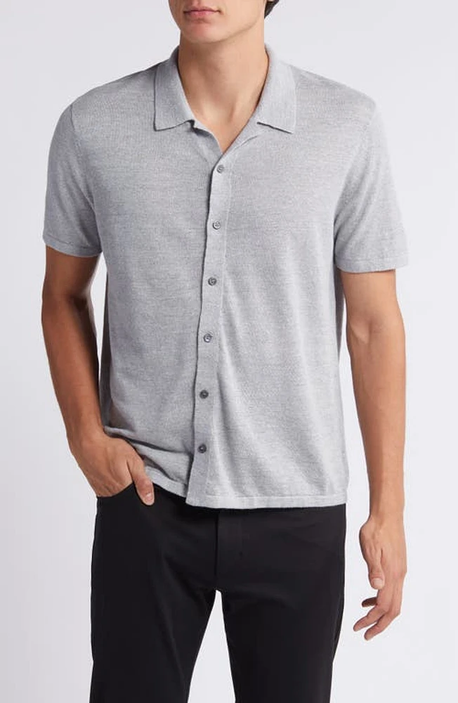 Theory Pacific Linen Blend Knit Camp Shirt at Nordstrom,