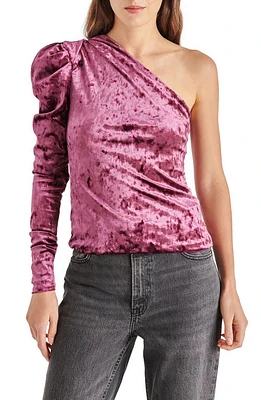 Steve Madden Mirabelle One-Shoulder Crushed Velvet Top in Plum at Nordstrom, Size Medium